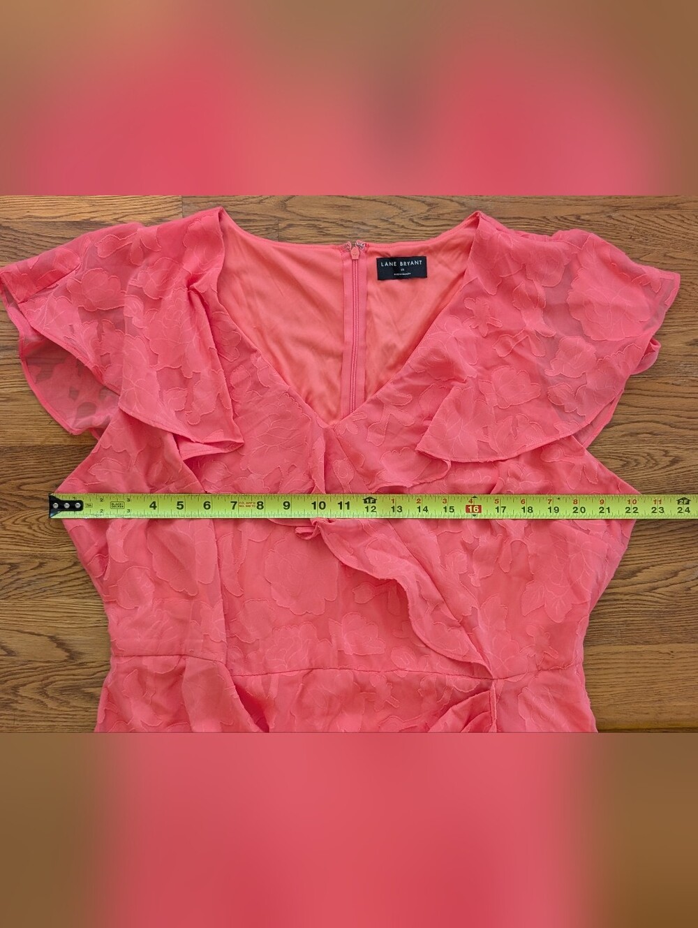 Lane Bryant Coral Pink High-Low Ruffle Dress - Picture 10 of 13
